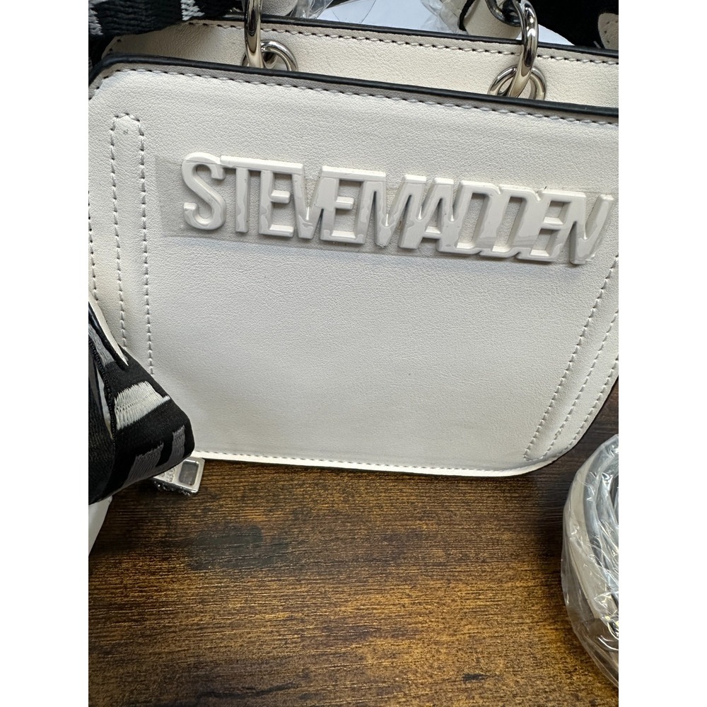 Steve Madden Bevelyn Mini Crossbody Bag w/ Logo Strap & Pouch One Size Vanilla - Picture 5 of 16
